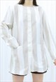 70s Vintage Beige & White Striped Shirt (Size M)