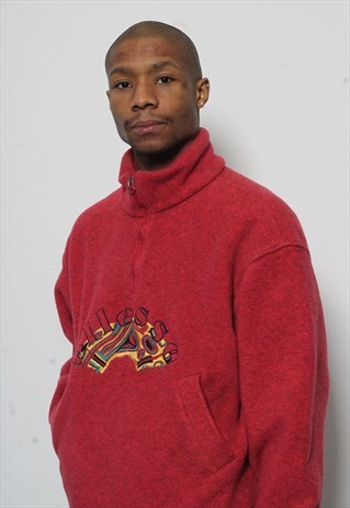 VINTAGE ELLESSE 1/4 ZIP EMBROIDERED LOGO FLEECE PINK