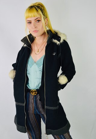 VINTAGE FAUX SUEDE FAUX FUR COAT