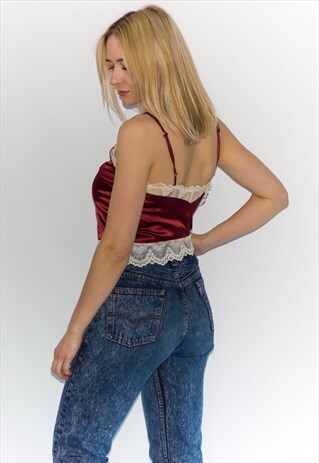 90'S STYLE SATIN & LACE CAMI TOP