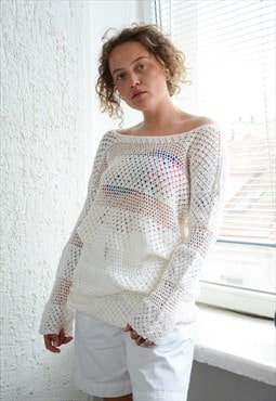 Vintage 80's White Crochet Tunic