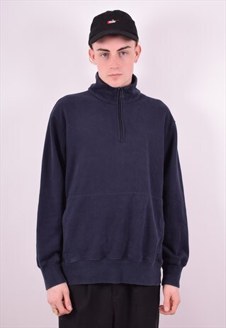 NAUTICA MENS VINTAGE SWEATSHIRT JUMPER LARGE NAVY BLUE 90'S