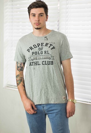 VINTAGE POLO RALPH LAUREN T-SHIRT LOGO 90S L 6.3