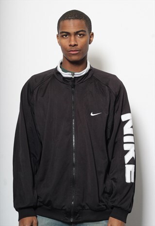 VINTAGE NIKE LOGO JACKET TRACK TOP LOGO BLACK