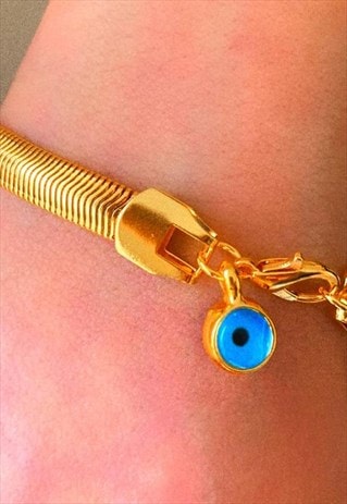 ARABELLA EVIL EYE SNAKE CHAIN BRACELET - GOLD