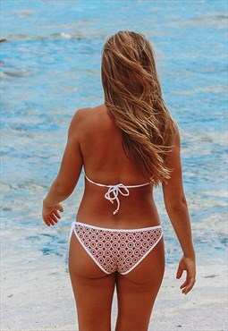 Sassy Cheeky Bikini Bottom- Orange Geometric