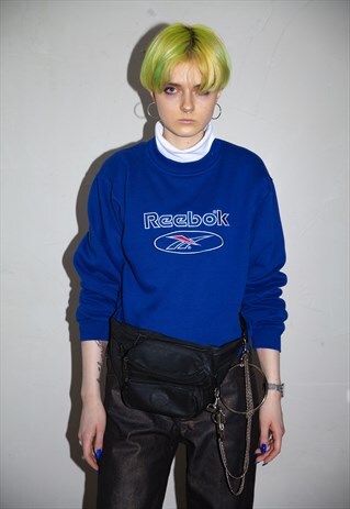 80S VINTAGE NAVY REEBOK SWEATSHIRT. EMBROIDERED LOGO.UNISEX