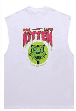 Raver tank top grunge kitten sleeveless tee retro cat vest