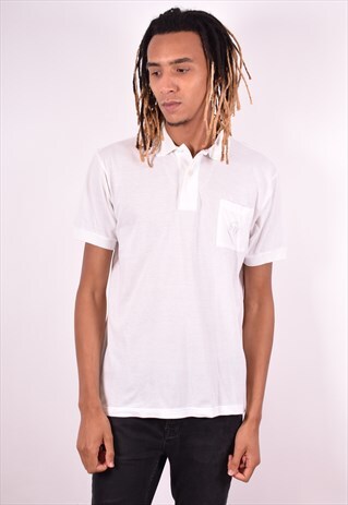 SERGIO TACCHINI MENS VINTAGE POLO SHIRT LARGE WHITE 90S
