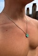 MENS KINGMAN TURQUOISE SILVER PENDANT NECKLACE 