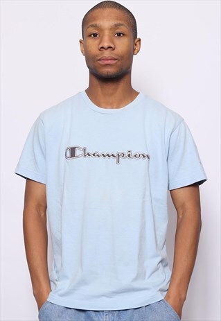 VINTAGE CHAMPION BIG LOGO T-SHIRT BLUE