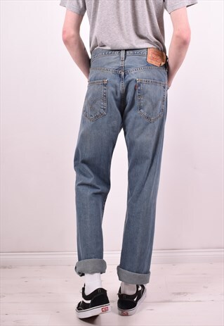 LEVI'S 501 MENS VINTAGE JEANS W34 L34 BLUE 90S