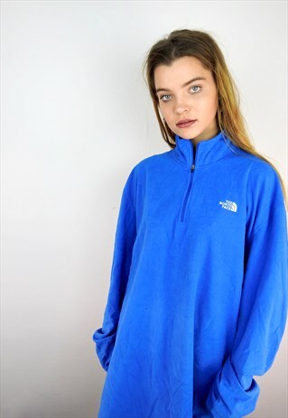 90'S NORTH FACE ROYAL BLUE FLEECE 1/4 ZIP JACKET