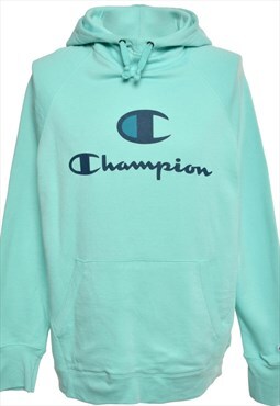 Light Blue Champion Printed Hoodie - XL