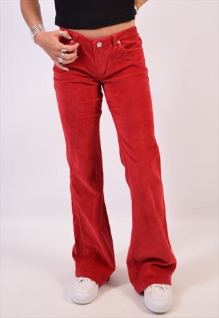 VINTAGE VELVET TROUSERS RED