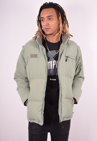 FILA MENS VINTAGE PADDED JACKET MEDIUM GREEN 90S