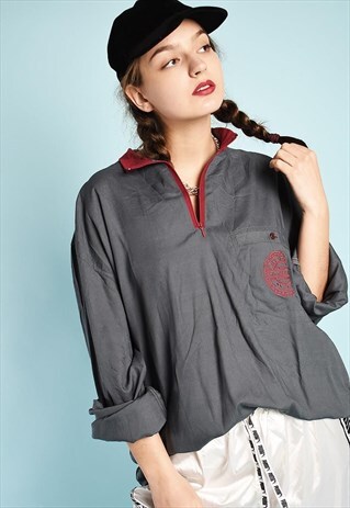 90'S RETRO SLOUCHY WORKWEAR SHIRT TOP