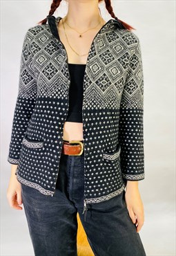 Vintage Size XS Knitted Cardigan in Black