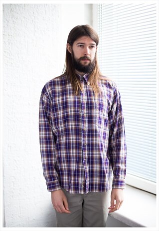 VINTAGE 80'S CHECKED COTTON SHIRT