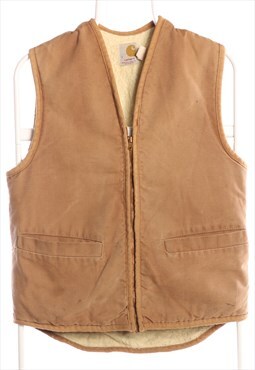 Vintage 90's Carhartt Gilet Workwear Fleece Lined Vest Tan