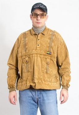Diesel vintage denim sweatshirt in mustard oversized men XXL