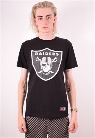 NFL MENS VINTAGE RAIDERS T-SHIRT TOP SMALL BLACK 90S