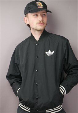 Vintage Adidas Bomber Jacket in Black with Logo