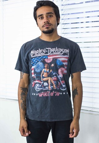 VINTAGE HARLEY DAVIDSON T-SHIRT LOGO 90S M 6.9