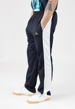 VINTAGE 90S KAPPA BLACK TRACKSUIT BOTTOMS