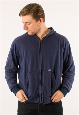 VINTAGE 90S NAVY CARHARTT VELOUR FULL ZIP HOODIE