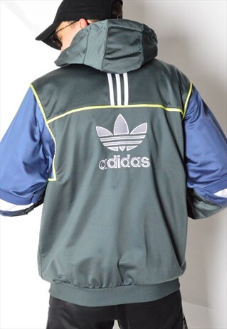 VINTAGE 90S COLOUR BLOCK ADIDAS HOODED JACKET