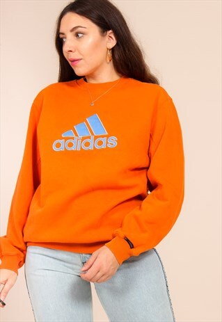 VINTAGE 90S ADIDAS SWEATSHIRT IN ORANGE