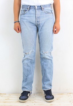 501 Vintage Mens W32 L32 Regular Straight Jeans Denim Pants