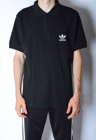 VINTAGE 90S BLACK MINIMALIST ADIDAS POLO SHIRT