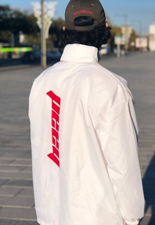 BAAD WINDBREAKER WHITE (NYLON JACKET RED PRINT )