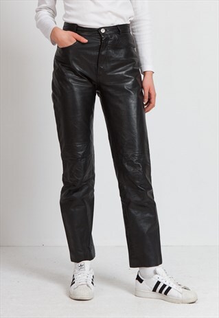VINTAGE BLACK LEATHER TROUSERS BOTTOMS