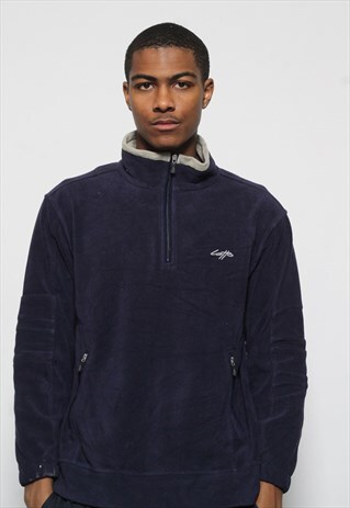 VINTAGE LOTTO 1/4 ZIP FLEECE NAVY BLUE