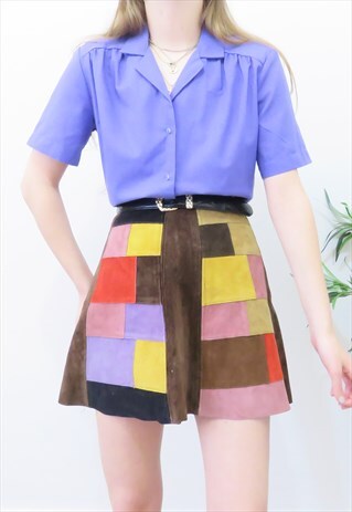 RETRO 90S VINTAGE PURPLE COLLARED SHIRT BLOUSE