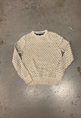 TOMMY HILFIGER KNITTED JUMPER ALL OVER PATTERNED SWEATER 