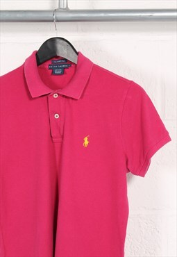 Vintage Ralph Lauren Polo Shirt in Pink Short Sleeve Large