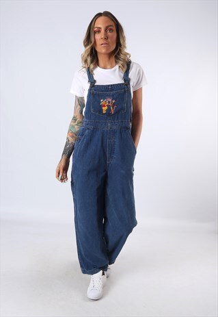 DENIM DUNGAREES WINNIE THE POOH WIDE LEG UK 12 (DAM)
