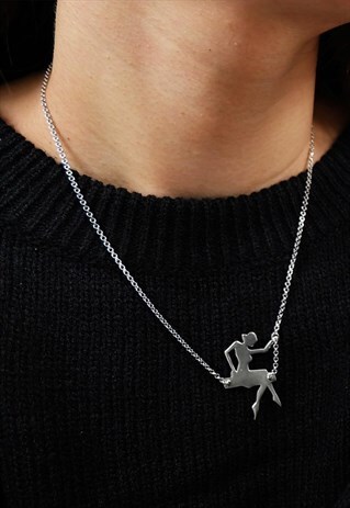 GIRL ON SWING CHAIN NECKLACE WOMEN STERLING SILVER NECKLACE