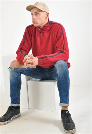 VINTAGE 1/4 ZIP JUMPER IN MAROON
