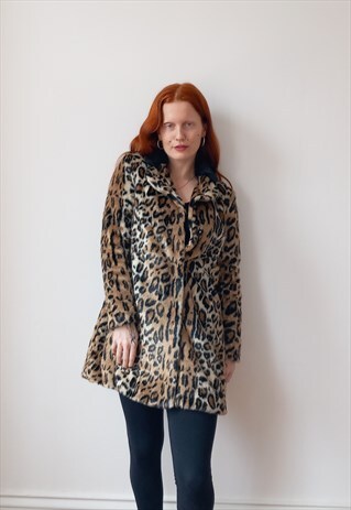 ANIMAL PRINT FAUX FUR COAT