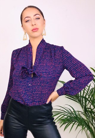 VINTAGE 90S PRINT BOW SHIRT