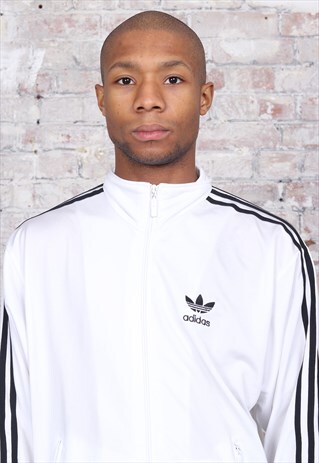 VINTAGE ADIDAS LOGO THREE STRIPE TRACK JACKET WHITE