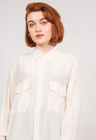 VINTAGE 90'S CREAM SHEER SHIRT
