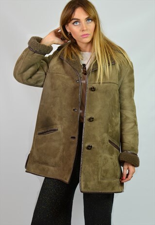 VINTAGE 70S LIGHT BROWN SHEEPSKIN SHEARLING COAT