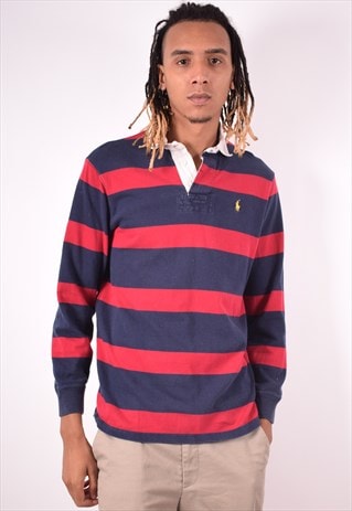 POLO RALPH LAUREN MENS VINTAGE RUGBY POLO SHIRT SMALL 90S