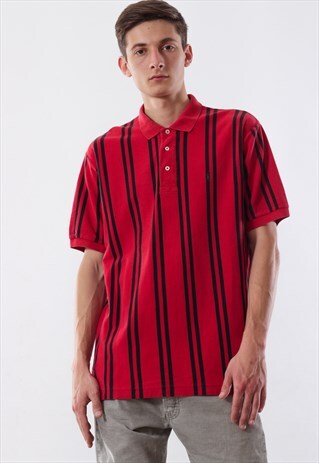 VINTAGE POLO RALPH LAUREN 90S RED BLACK STRIPED